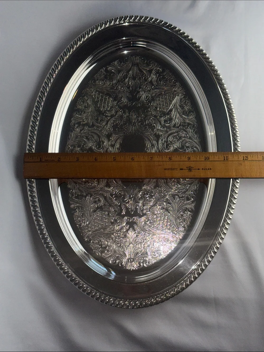VNTG Silver Tray Serving Platter - F.B. Rogers 16” Silver Plated - Picture 7 of 13